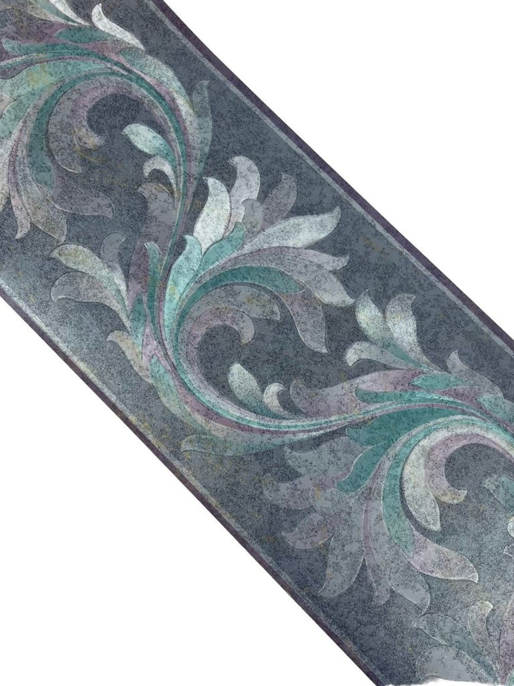 Vintage Damask Wallpaper Border Roll Irridescent Gray Purple Teal John Wilman